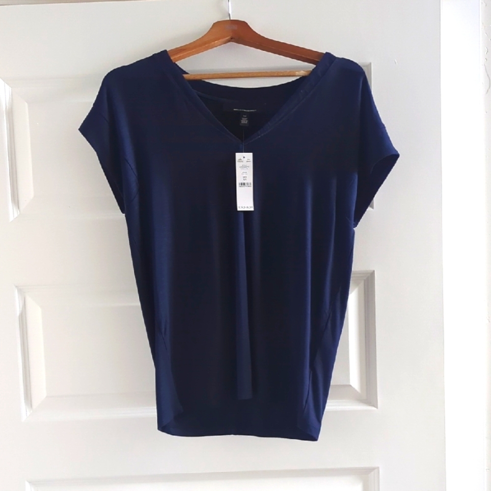 WHBM Navy Blue V-Neck Women's Top